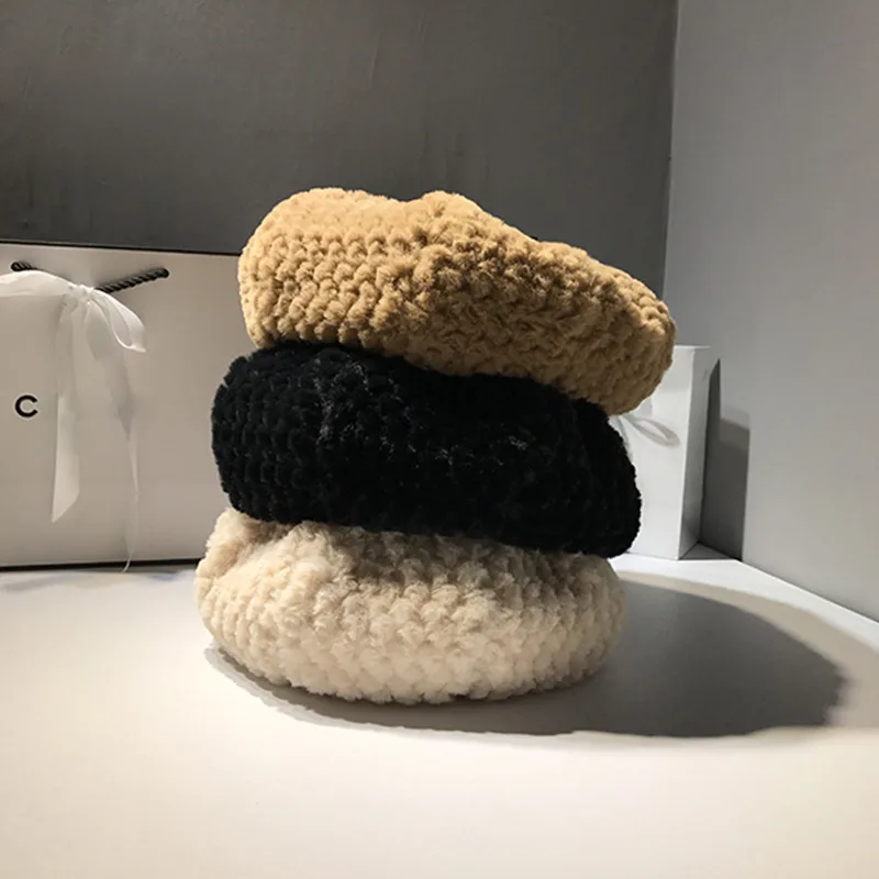 Берет женский осенне-зимний плюшевый в стиле ретро | Аксессуары для одежды