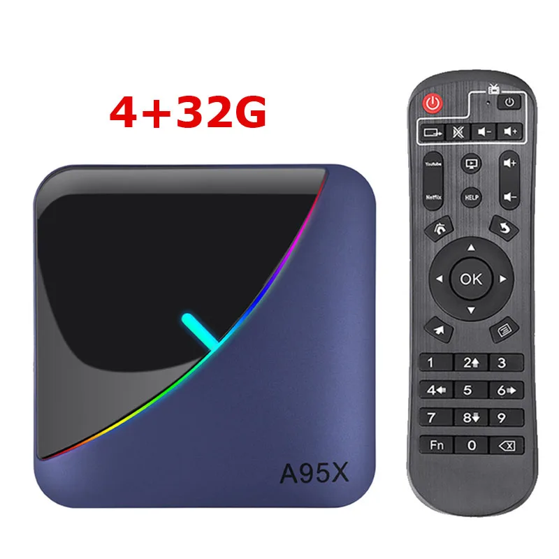 4G32G A95X F3 Amlogic S905X3 RGB светильник ТВ приставка Android 9,0 8K 60fps Wifi медиаплеер A95XF3 - Цвет: 4G32G