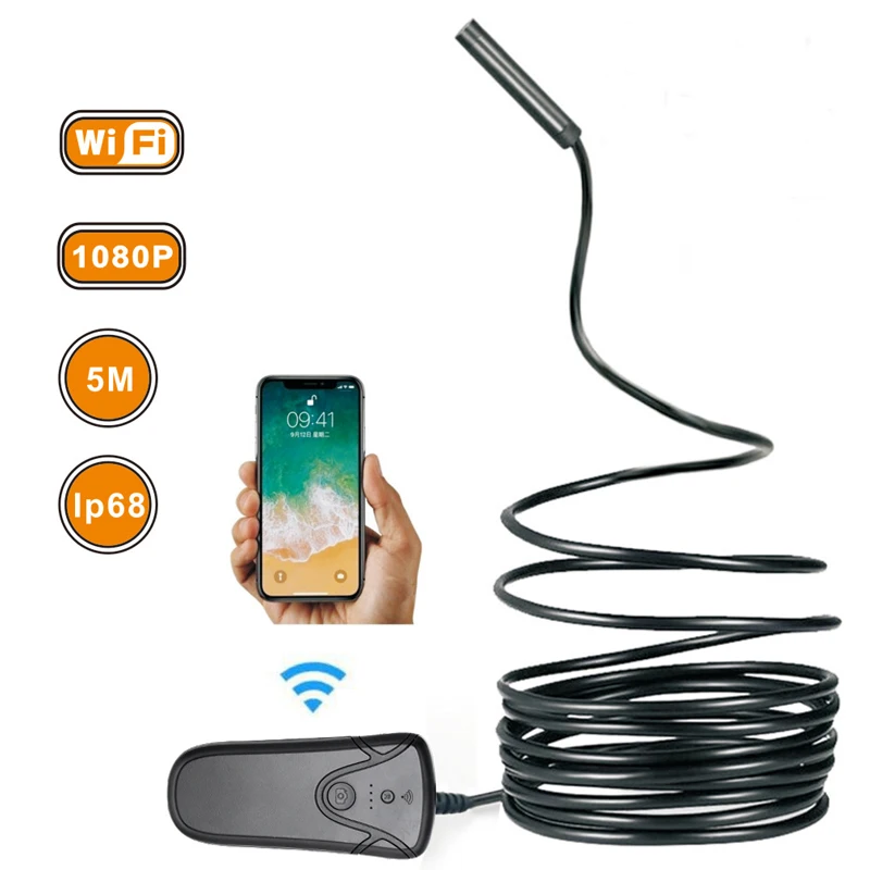 WIFI Endoscope Camera Waterproof Inspection Borescope IOS for Android Smartphone Iphone Endoscopio | Безопасность и защита