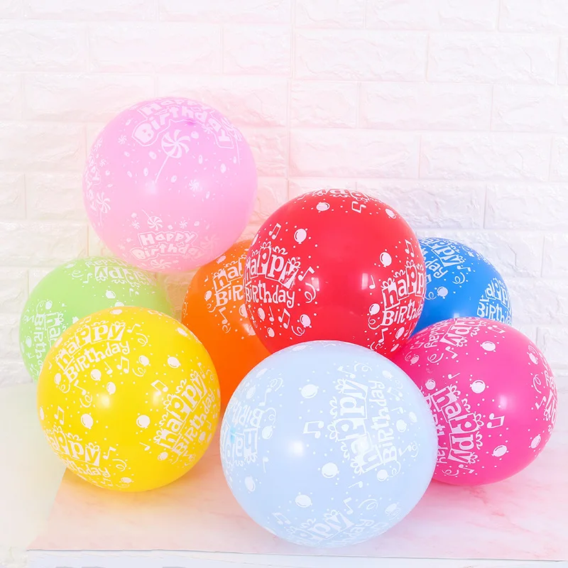 

100pcs/Set 12 inch 2.8g HAPPY BIRTHDAY Latex Balloon Print Happy Birthday Latex Decorative Balloon