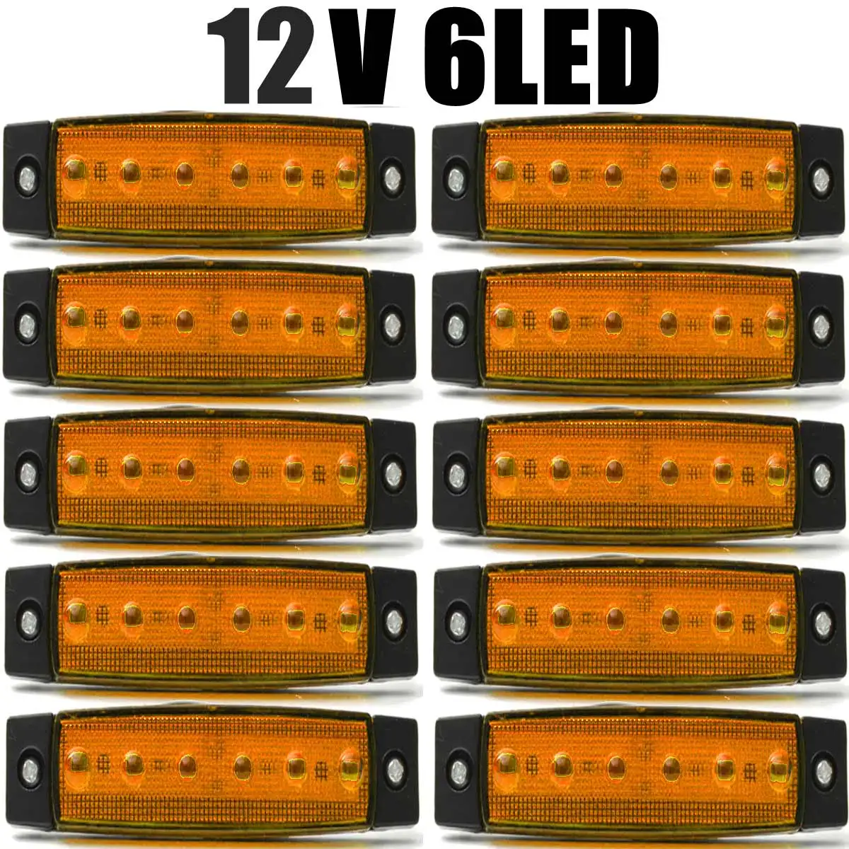 10pcs 12V Yellow 10/30 шт красный+ белый+ желтый автомобиль Внешнее освещение светодиодный 12V 6 Автомобильный светодиодный SMD Автомобильные шины для грузовиков вагонов боковые габаритные светодиодный индикатор прицеп светильник - Цвет: 10pcs 12V Yellow