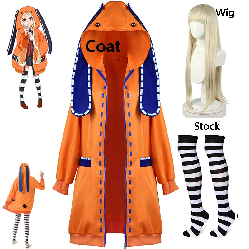 

Anime Kakegurui Yomoduki Runa Cosplay Costume Full Outerwear Wig Stock Adult Child Halloween Christmas Party Props Gift