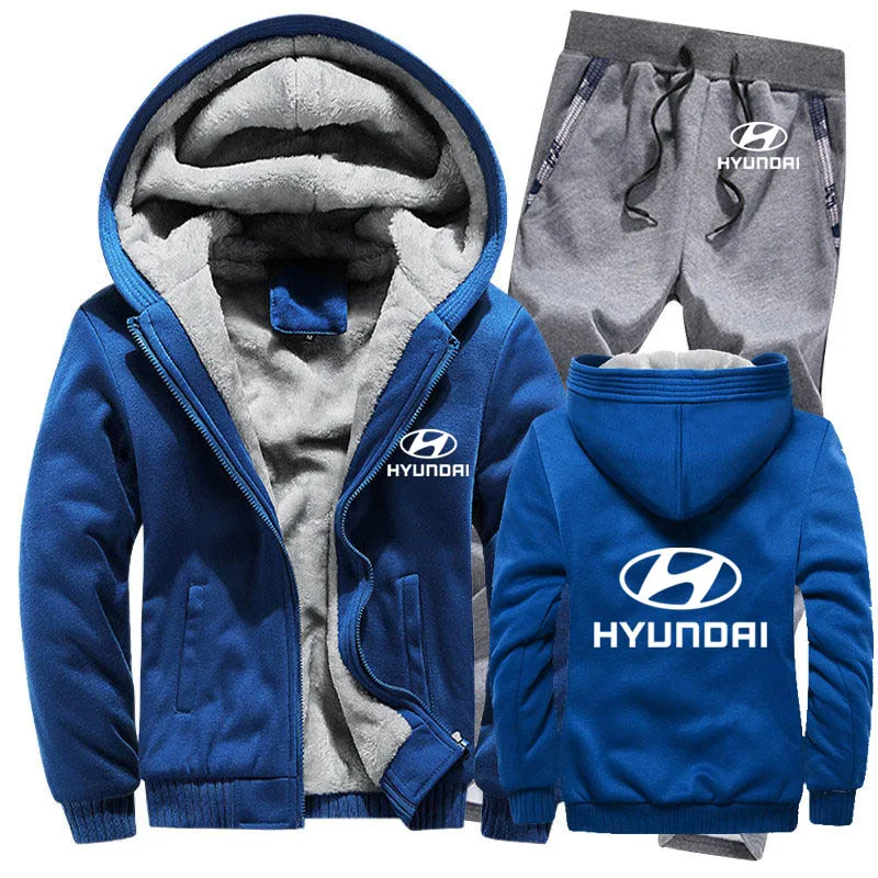Толстовки для мужчин hyundai Motor Car Logo Мужские s толстовки костюм зимний толстый теплый флис хлопок спортивный костюм на молнии мужская куртка+ брюки 2 шт - Цвет: 824