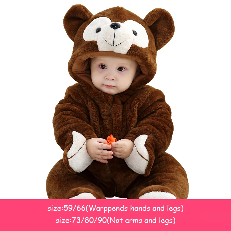 Bear Thicker H3459 Детская одежда для мальчиков и девочек верхняя одежда на осень и зиму цельнокроеное хлопковое пальто для новорожденных 0-3 лет - Цвет: Bear Thicker H3459