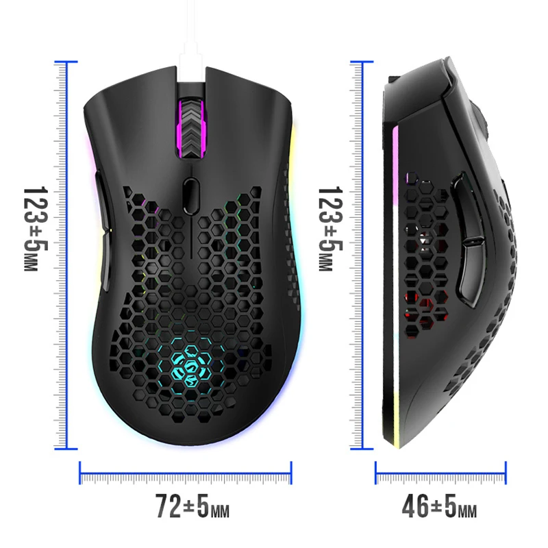 

2.4GHz Wireless Mouse 1600DPI USB Rechargeable Honeycomb RGB Optical Mouse For Laptop PC Dropshipping