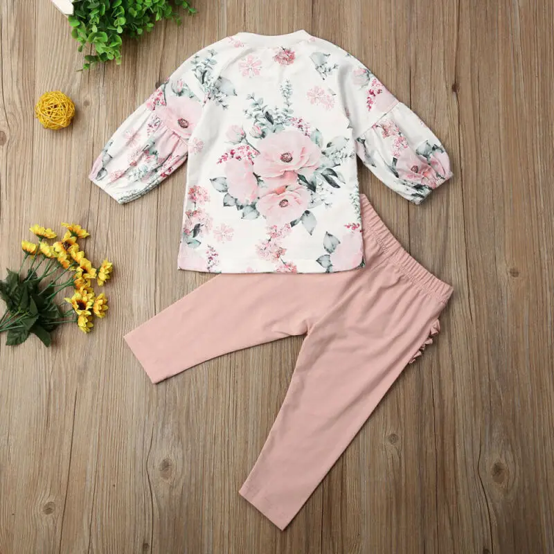 2019 Fashion Toddler Kids Baby Girl Floral Tops Long Sleeve Blouse Ruffle Pants Autumn Winter Outfits Clothes 1-6Years | Мать и ребенок
