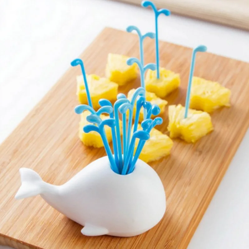 1 Set Cute Beluga White Whale Kitchen Accessories Cooking Fruit Vegetable Tools Gadgets For Party Home Decor Hall Fork | Дом и сад