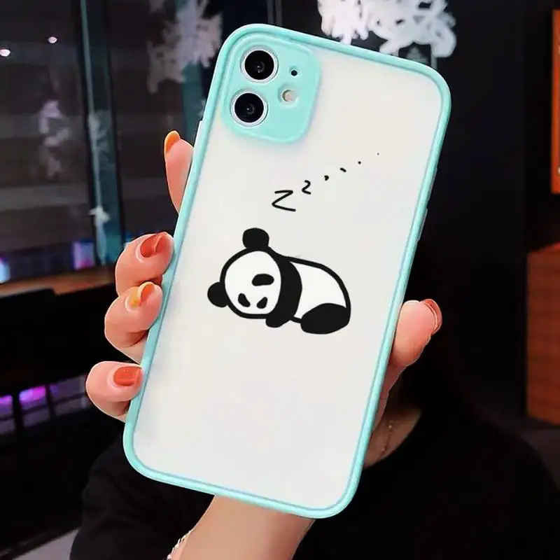 

Panda Cat Dinosaur funny cartoon Phone Case Matte Transparent for iPhone 7 8 11 12 s mini pro X XS XR MAX Plus cover funda