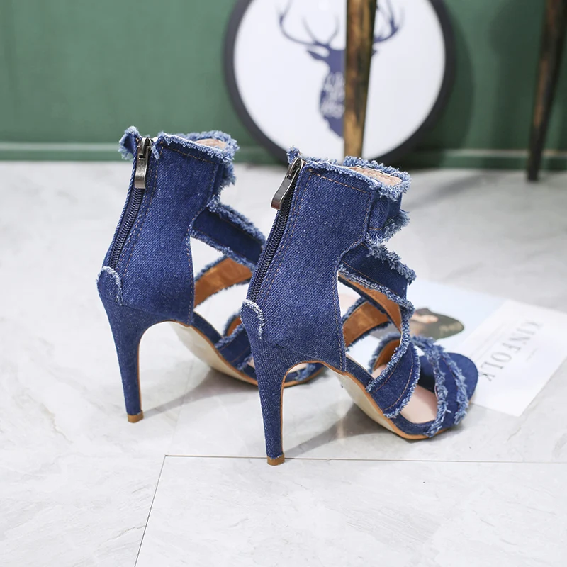 Сандалии женские на высоком каблуке 10 см ковбойские модные туфли Европейский