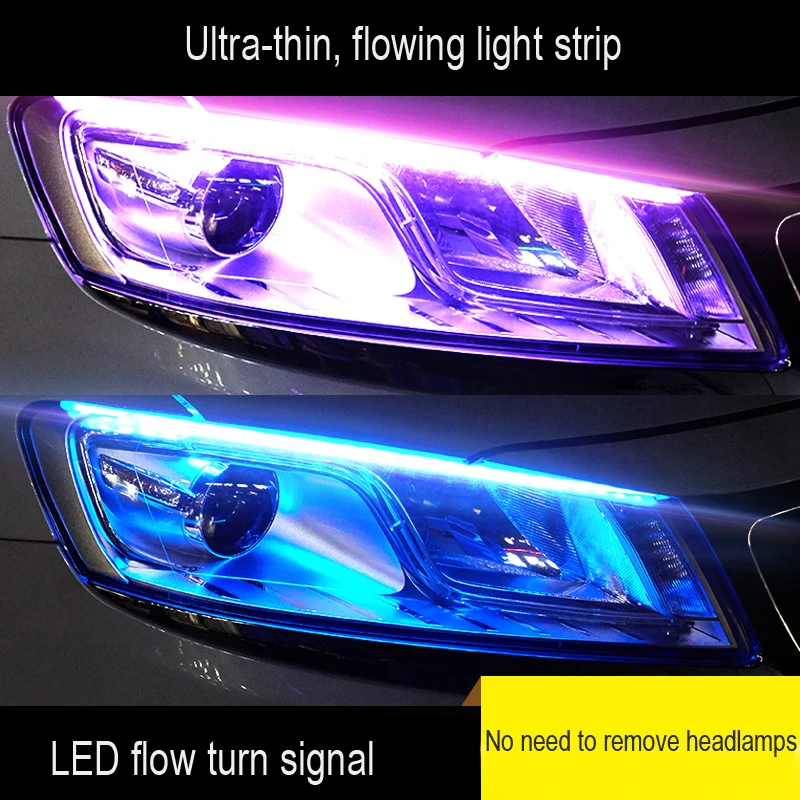 

1 Piece Ultra-Thin car LED Daytime Running Light Soft Tube LED Strip Colorful Water Light Guide Car Light Strips Light Strip