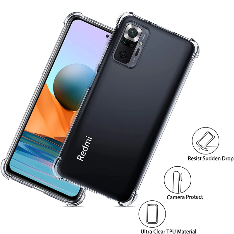 Прозрачный мягкий чехол из ТПУ для Xiaomi Redmi Note 8 9 10 Pro 4G 8T 9S 10S 8A Dual 9AT 9C Poco X3 NFC M3 F3 Mi 10T