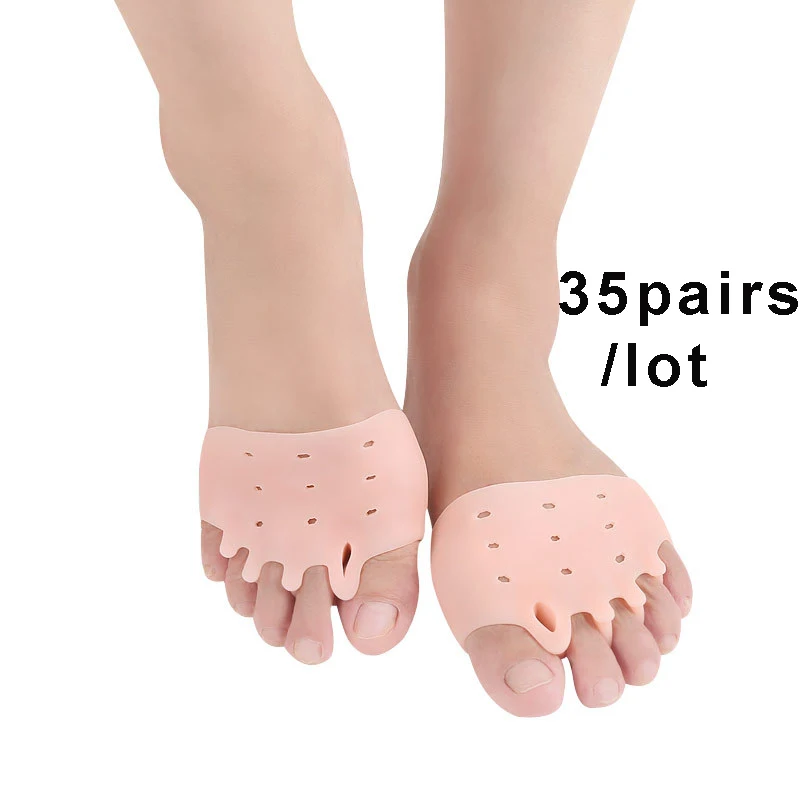 Wholesale 35Pairs Five Holes Split Forefoot Sleeve Pad Honeycomb Front Cushion Bunion Big Toe Overlap Shock Absorption Female