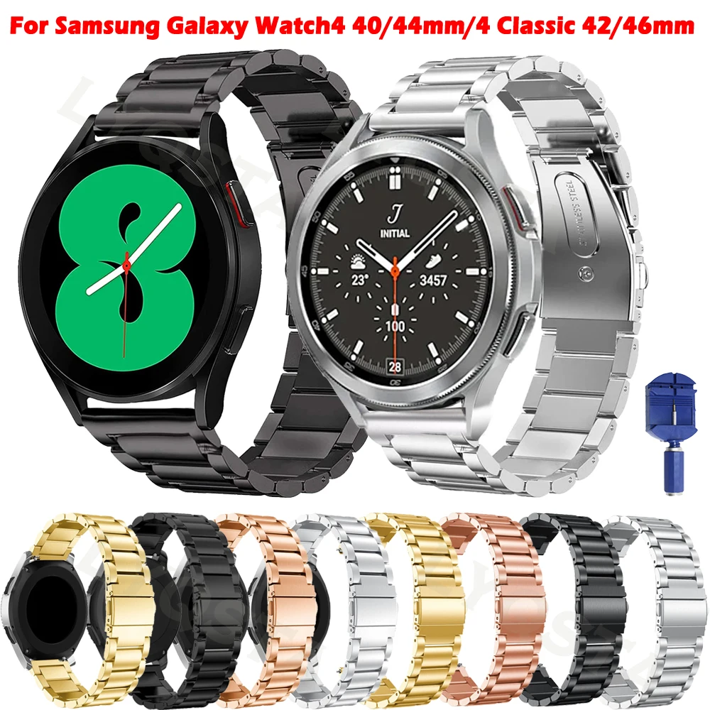 

Ремешок из нержавеющей стали для Samsung Galaxy Watch 4 Classic, браслет для наручных часов 42 мм 46 мм 44 мм 40 мм 20 мм