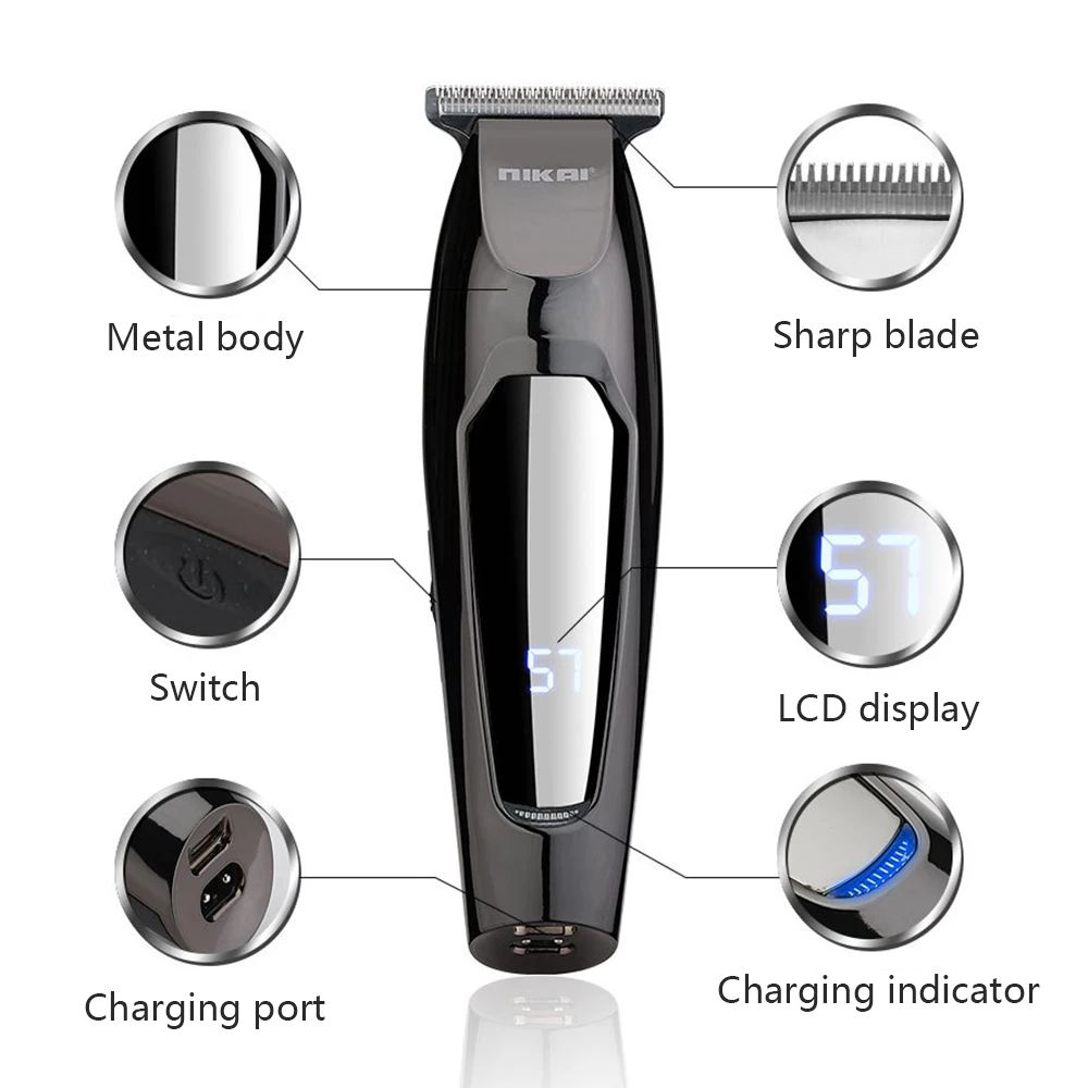 Водонепроницаемая машинка для стрижки волос с USB Мужская низким уровнем шума