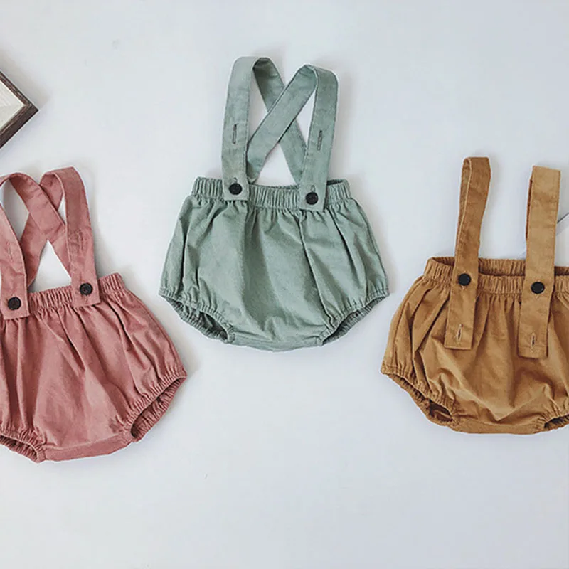 Green 1 piece 73-100 детский осенний вельветовый Комбинезон для маленьких мальчиков и девочек, корейские шаровары для маленьких мальчиков, прекрасный ремешок, комбинезоны модные однотонные Осенние Комбинезоны - Цвет: Green 1 piece
