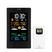 with temperature and humidity meter wall wireless sensor dcf wave electronic watch weather station forecast digital alarm clock
