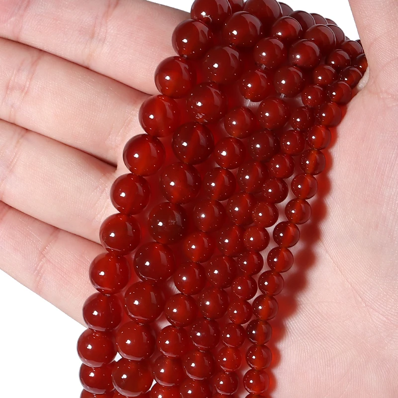 

4/6/8/10/12mm Natural Stone Round Beads AAA Deep Red Agates Beads For Needlework Jewelry Making DIY Bracelet Accessories