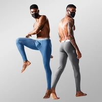 thermostatic heating mens long trousers plus velvet thickened autumn and winter warm pants tight fitting mens long underwear
