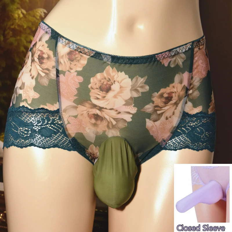 

New Men Sexy Lace Floral Lingerie Sissy High Waist Porno Panties Semi Transparent Bikini G-string Briefs Gay Exotic Underwear