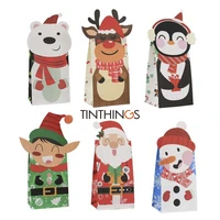 244896pcs merry christmas gift bags candy cookie food paper bag home party decorations xmas new year snowflake santa