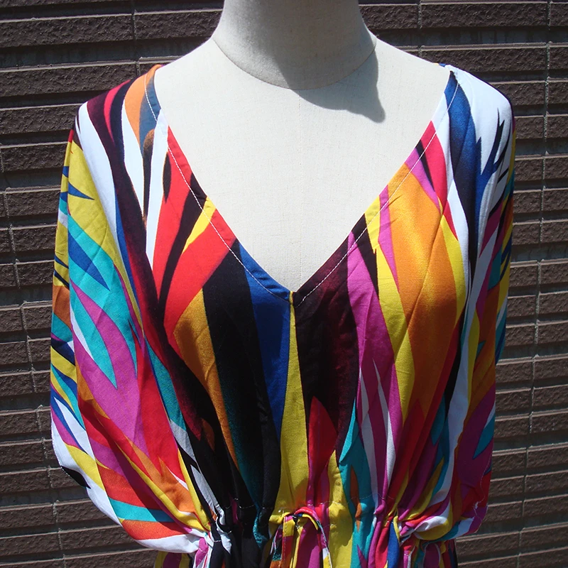 2021 Пляжная накидка большого размера туника с принтом парео хлопковое пляжное