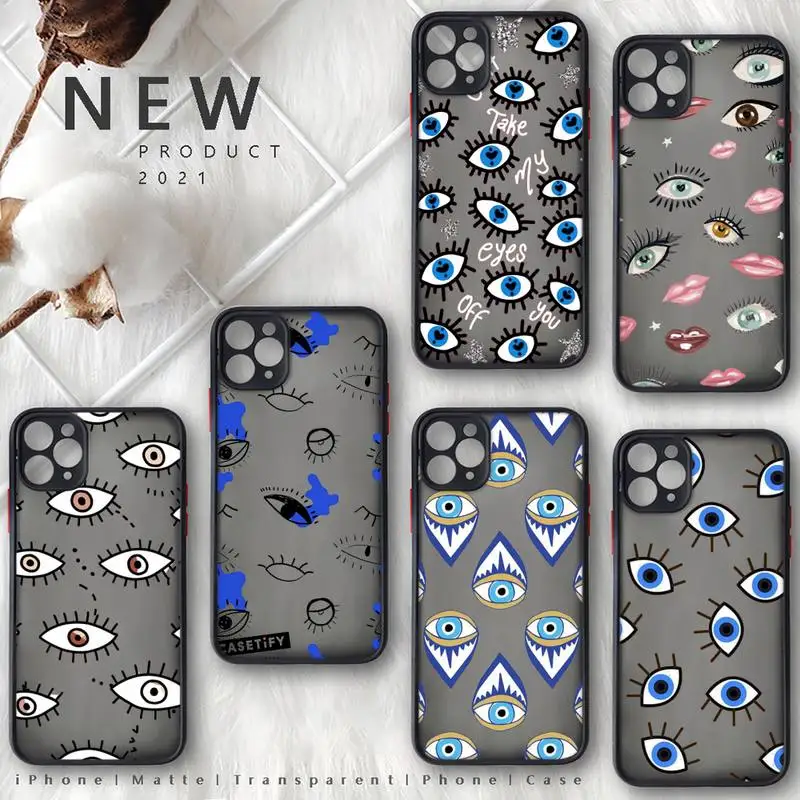 

Lucky Eye Blue Evil Eye Print Phone Case matte transparent For iphone 7 8 11 12 plus mini x xs xr pro max cover