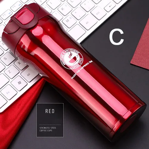 Red 400ml Стальная кружка-термос, кофейная кружка, 350 мл, для автомобиля, для путешествий, Термокружка, портативная, с двойными стенками, термосы, автомобильная Термокружка - Цвет: Red 400ml