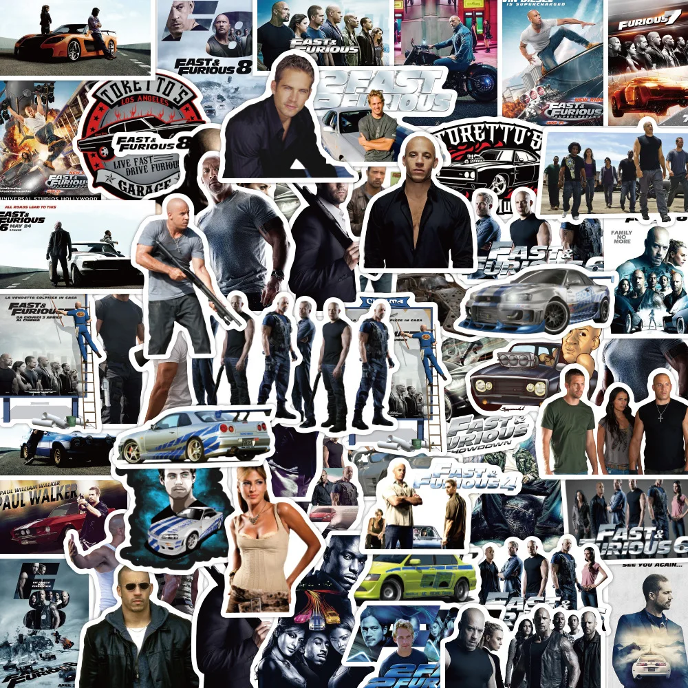 10/50pcs/pack Classic movie Fast & Furious Stickers for Notebook Motorcycle Skateboard Computer Mobile Phone Cartoon Toy Trunk