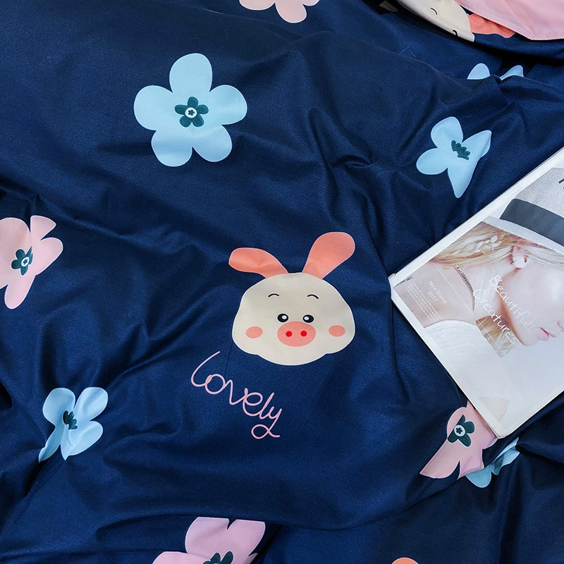 Solstice 2020 Cartoon Pig Ear Teen Bedding Sets Bed Sheet Duvet Cover Pillowcases Home Room Pastoral Style King Size 3-4pcs/sets | Дом и сад