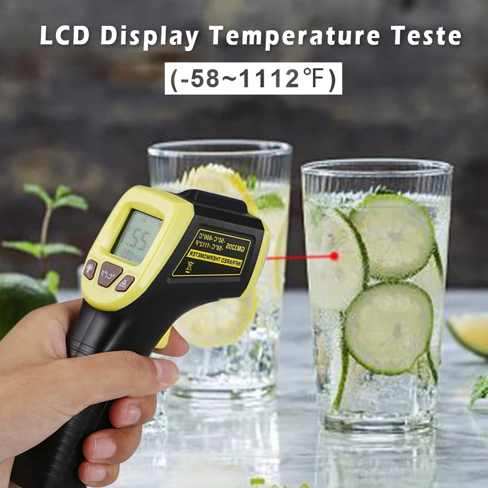 

Infrared Food Thermometer Temperature Testers Guns Non-Touch Digital IR Laser Thermometer -58℉ To 1112℉ -50~600℃ Standard Size