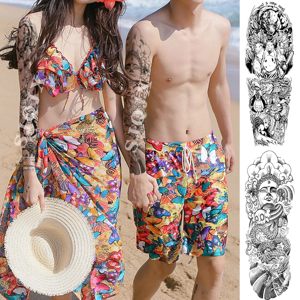 Набор из 2 предметов Большая татуировка для полных рук цветок Лев