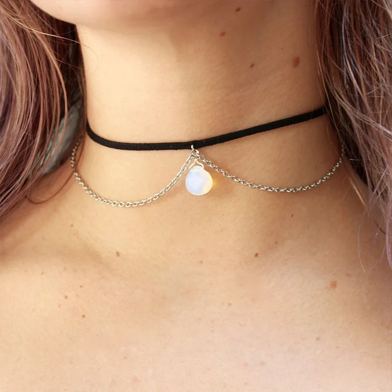 Колье с полумесяцем-чокер Луной двойной чокер черное ожерелье изысканное колье -