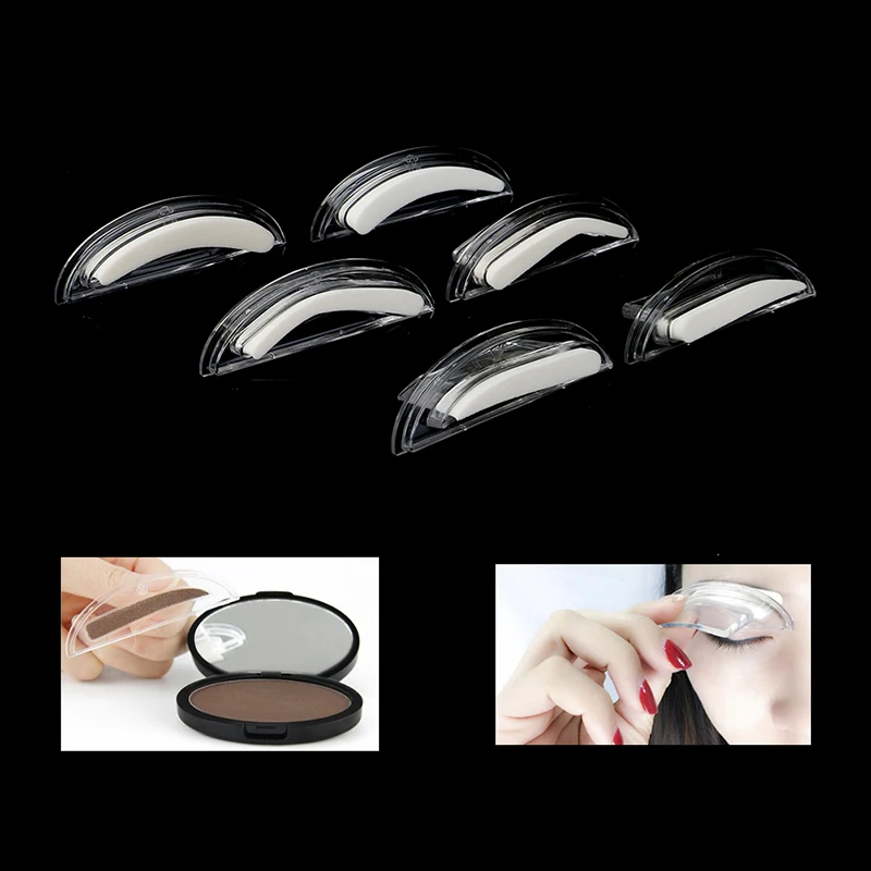 

1 Pair Professional Brow Stamp Sponge Stencil with Handle 3 Shape Eyebrow Template Lazy Quick Make up Seal Eyebrow Powder Print