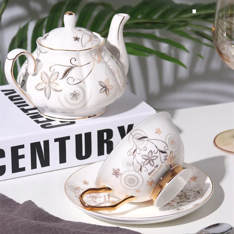 

European Style Bone China Coffee Cup and Saucer, Tea Pot, Tea Pot, Cafe Party Drinkware, Wedding Gift