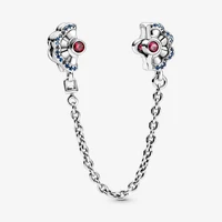 100 925 sterling silver blue and pink fan shaped safety chains are suitable for christmas gift bracelet accessories jewelry