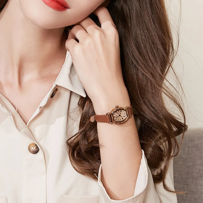 Леди Для женщин часы Японии кварцевых часов Изысканные Мода платье браслет