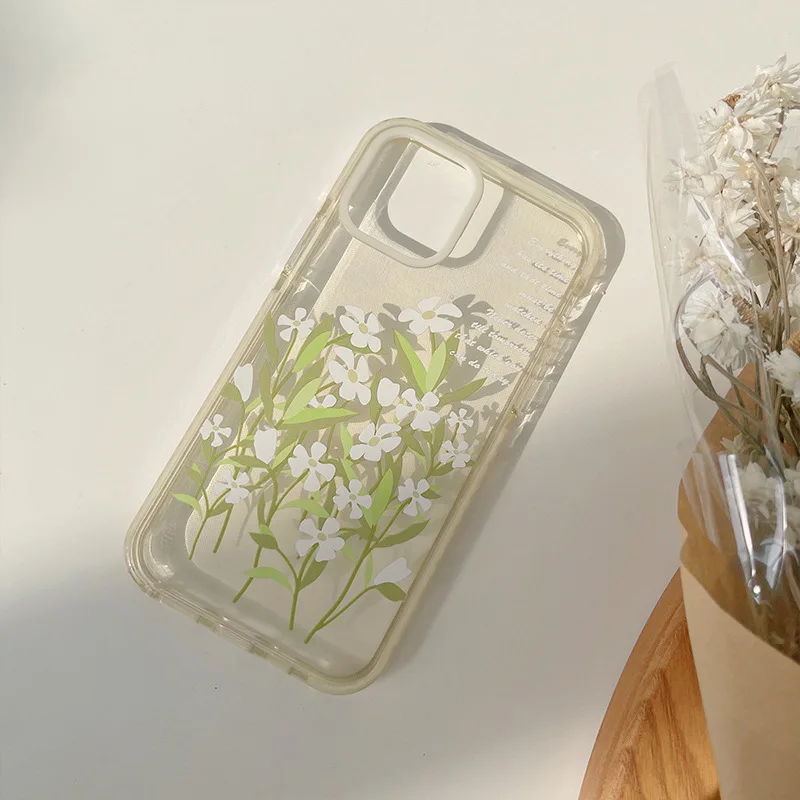 Soft silicone Flower Retro phone case high quality shockproof cover for iphone 12 11 pro max mini 8 7 plus x xr xs max capa