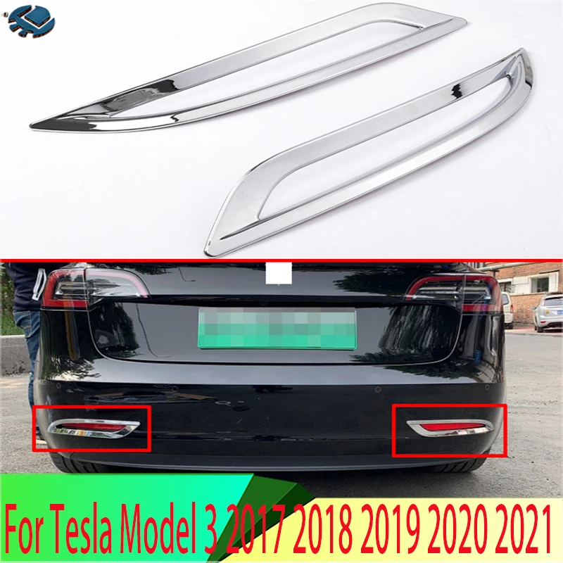 

Для Tesla Model 3 2017-2022 ABS хромированный задний отражатель противотумансветильник крышка лампы отделка рамка ободок Стайлинг украшение