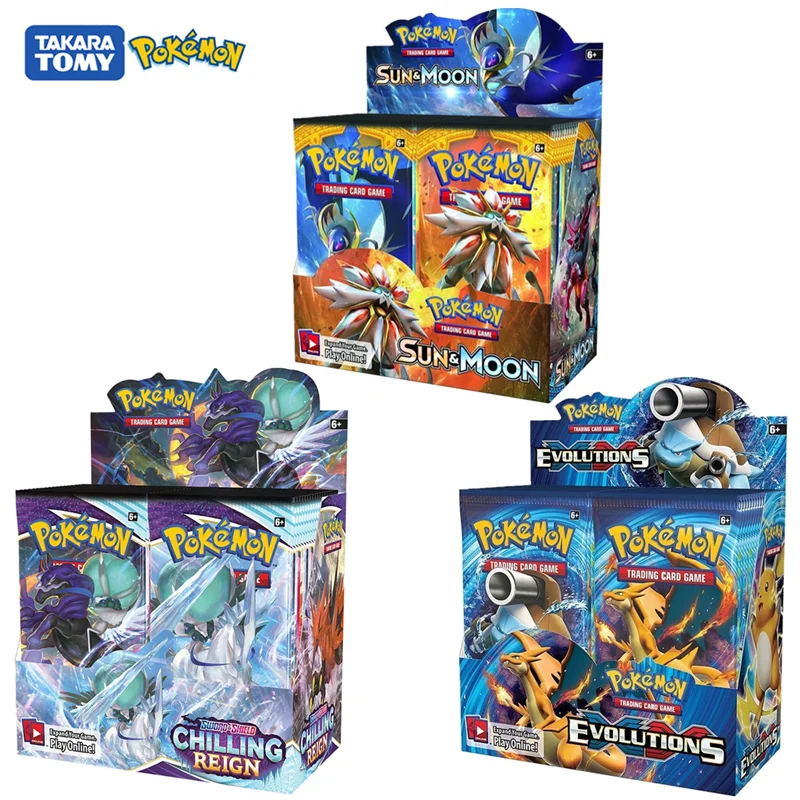 324 unids/caja Pokemon tarjetas inglesas de TCG: sol y luna evoluciones de escalofriante reinado Pok&eacute;mon caja comercial brillante tarjeta de juego Juguetes-5