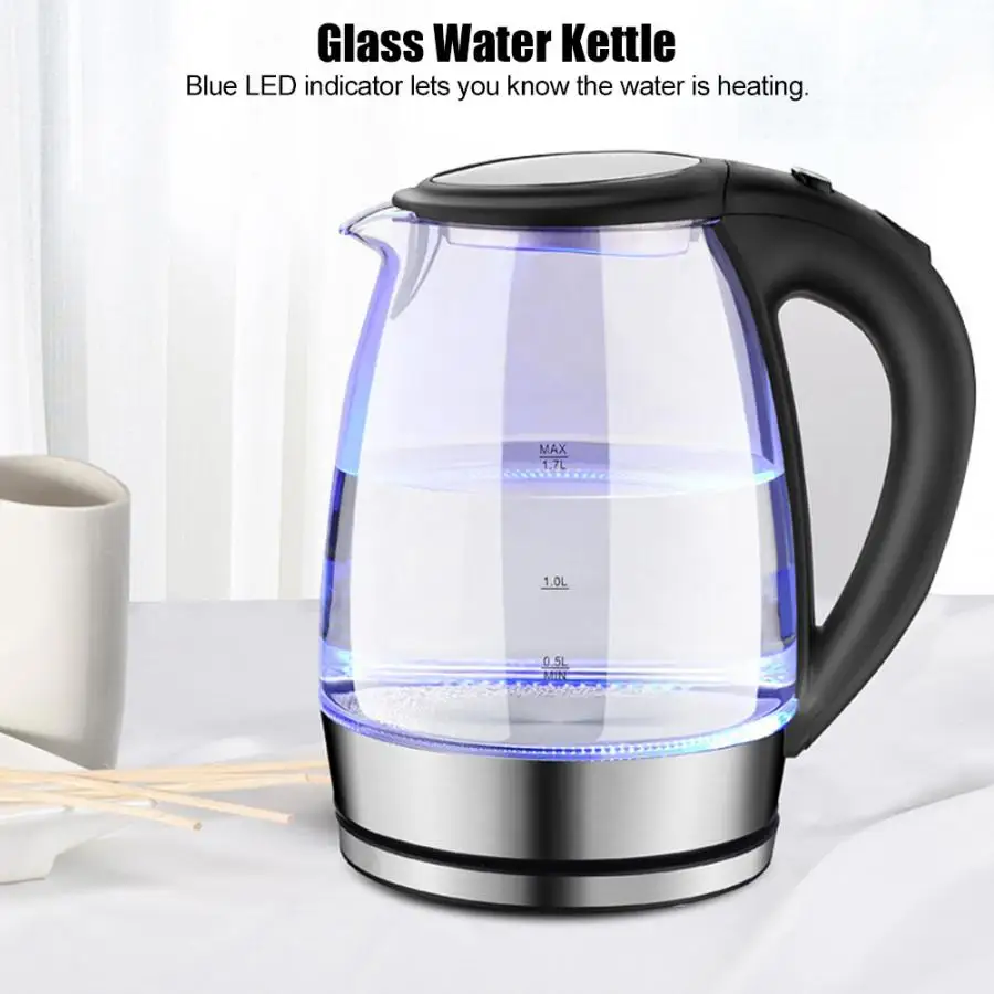 1.7л Электрический чайник стеклянный чайный нагреватель котел с Светодиодный