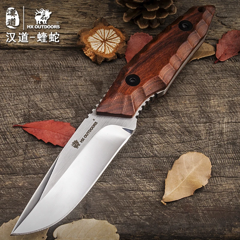 HX нож с фиксированным лезвием для кемпинга ручка из розового дерева 5Cr15Mov лезвие