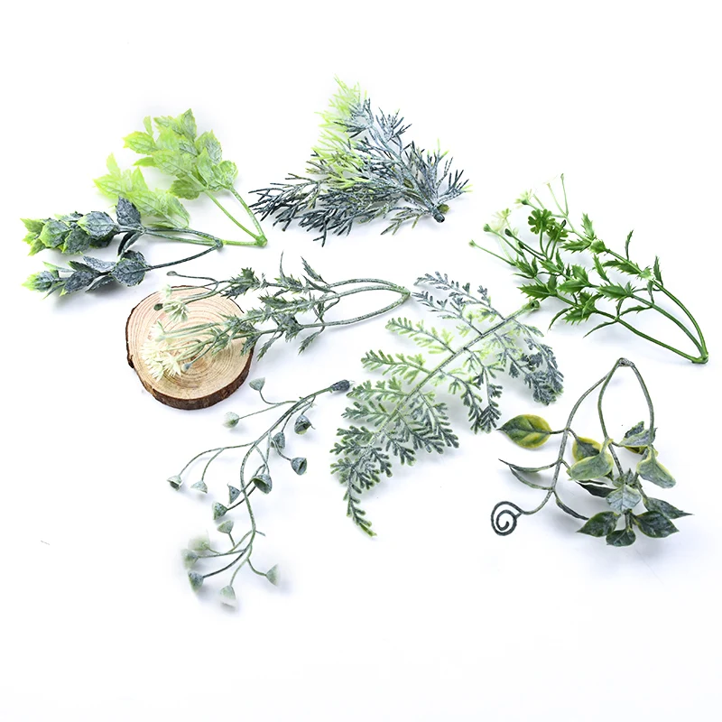 

20 Pieces Cheap Artificial Plants Floristics Fake Plastic Grass Scrapbook Flowers Christmas Decorations for Home Wedding Brooch