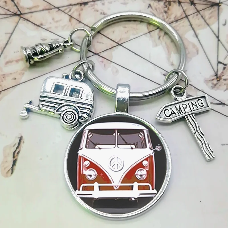 Новинка 2020 винтажный брелок Hippie Peace Sign Van Bus модный мужской и женский кошелек сумка