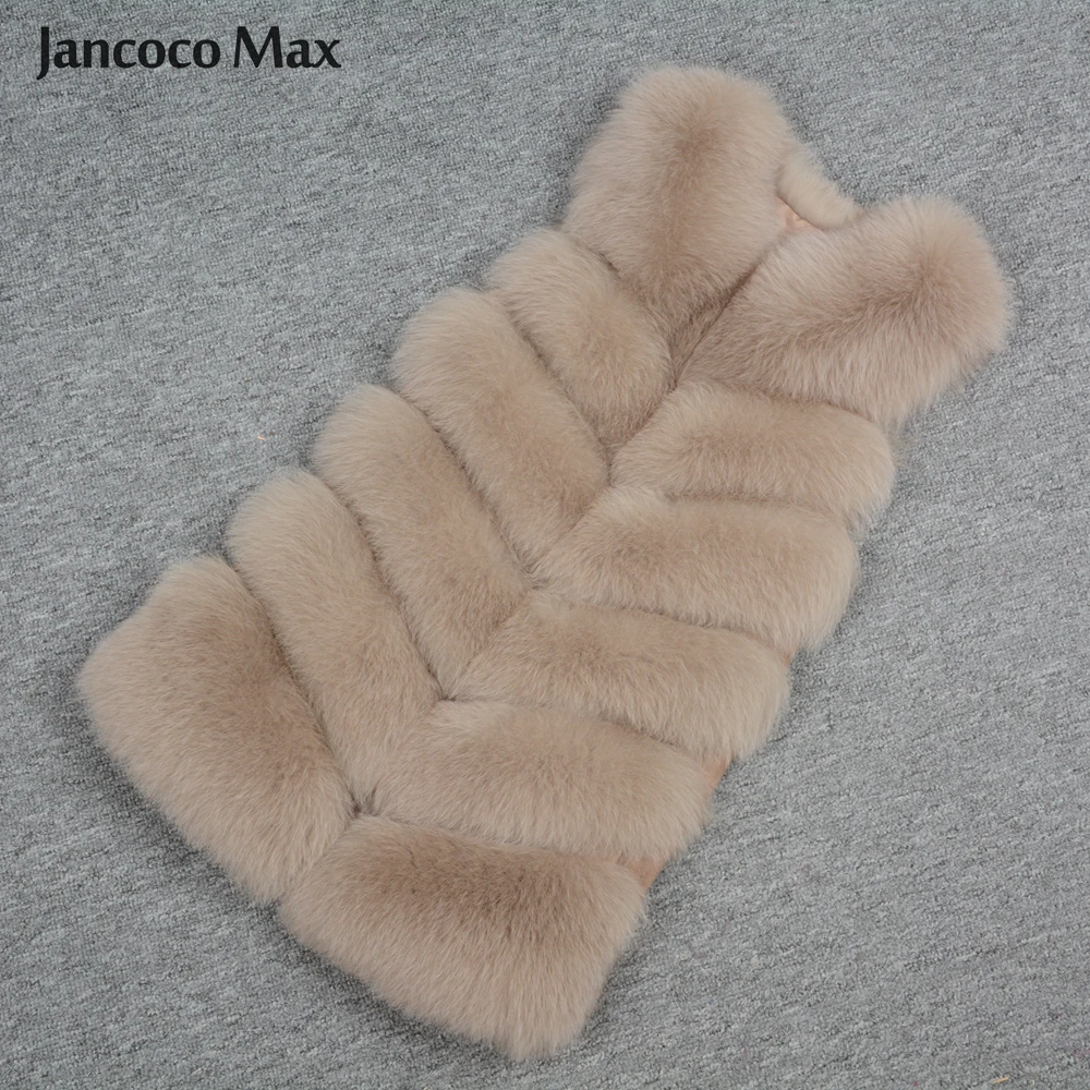 Jancoco Max, новинка, Длинный жилет из натурального Лисьего меха, Осень-зима, теплый, 6 рядов, жилет, женский, Повседневный, мягкий, жилет, высокое качество, S7167