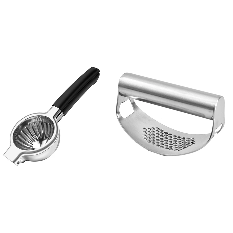 

Lemon Squeezer 304 Stainless Steel Manual Citrus Juicer With Stainless Steel Garlic Press Ring Garlic Press