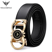 williampolo 2021 full grain leather brand belt men top quality genuine luxury leather belts strap male metal automatic buckle