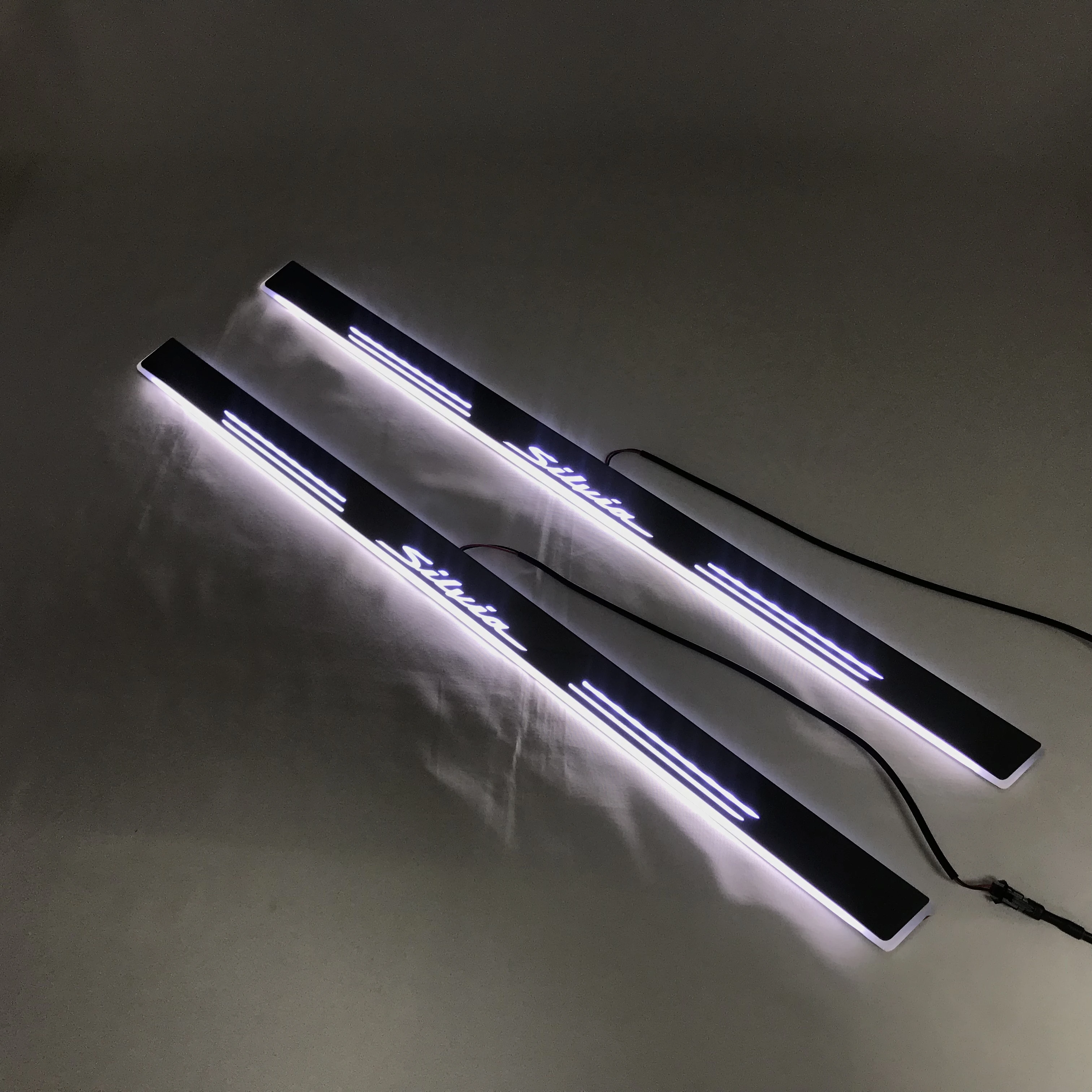 

RQXR led moving door scuff for subaru silvia dynamic door sill plate flat lining overlays rgb flowing light