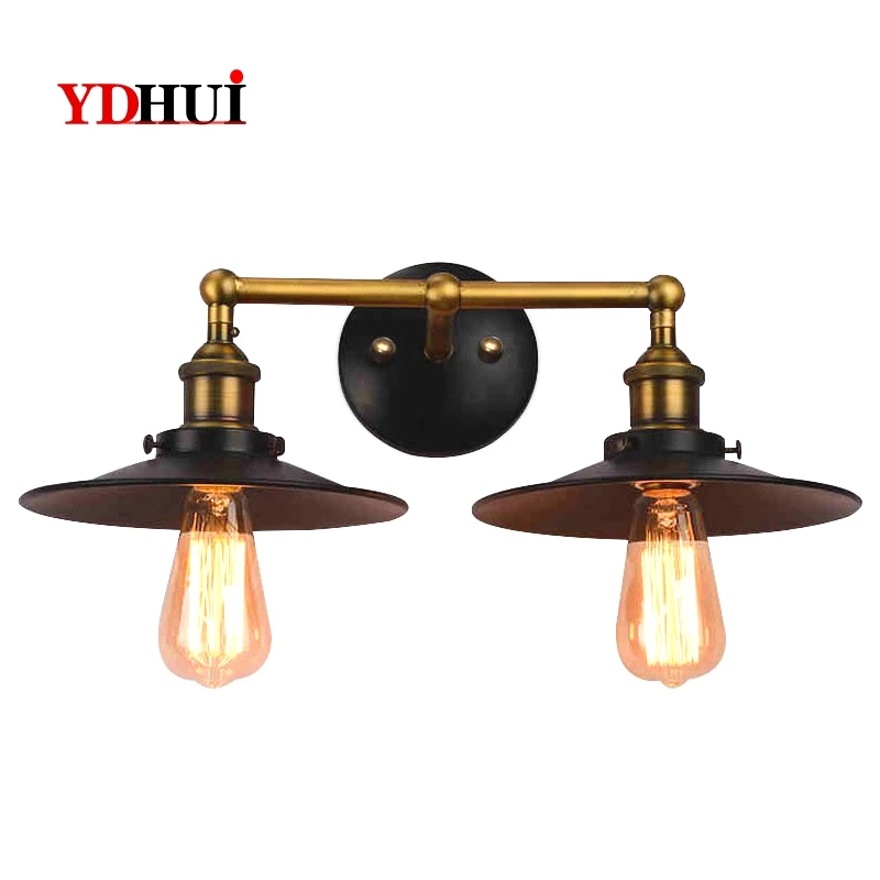 Американский Винтаж чердак спальни двойная головка черного листового железа