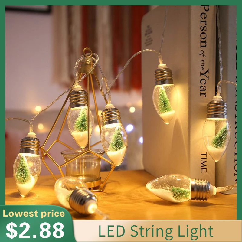 LED String Light Bulb With Snow Wishing Bottle Christmas Tree Copper Wire Battery Box Shopping Mall Window Decoration Lights