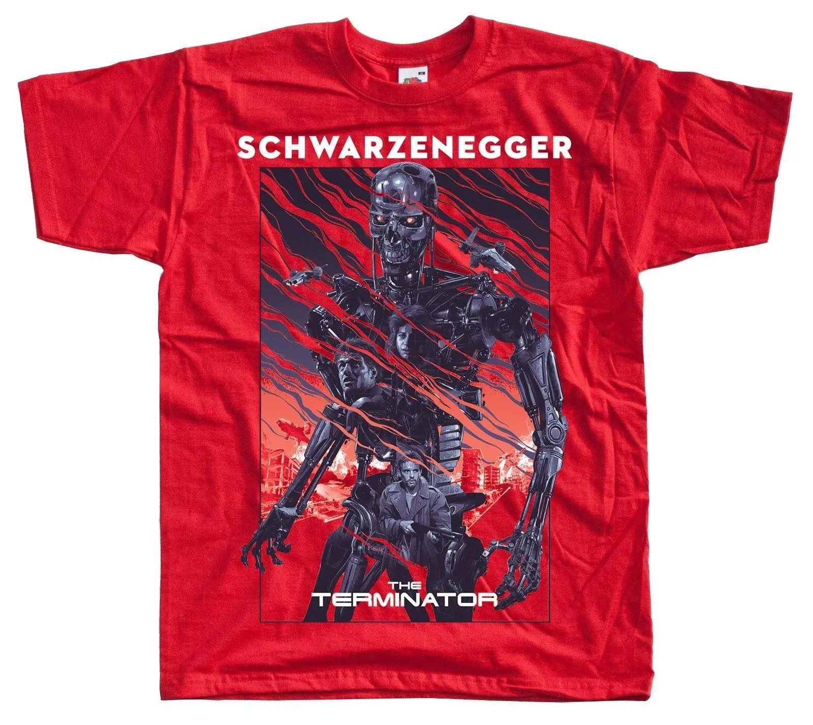 Il рисунок по фильму Терминатор постер Арнольд Шварценеггер футболка (Rosso) Uomo